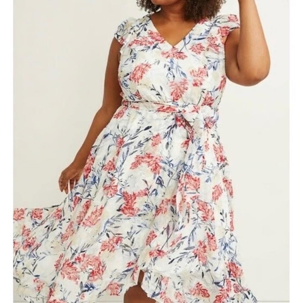 Lane Bryant High Low Dress in Pink and Blue Floral